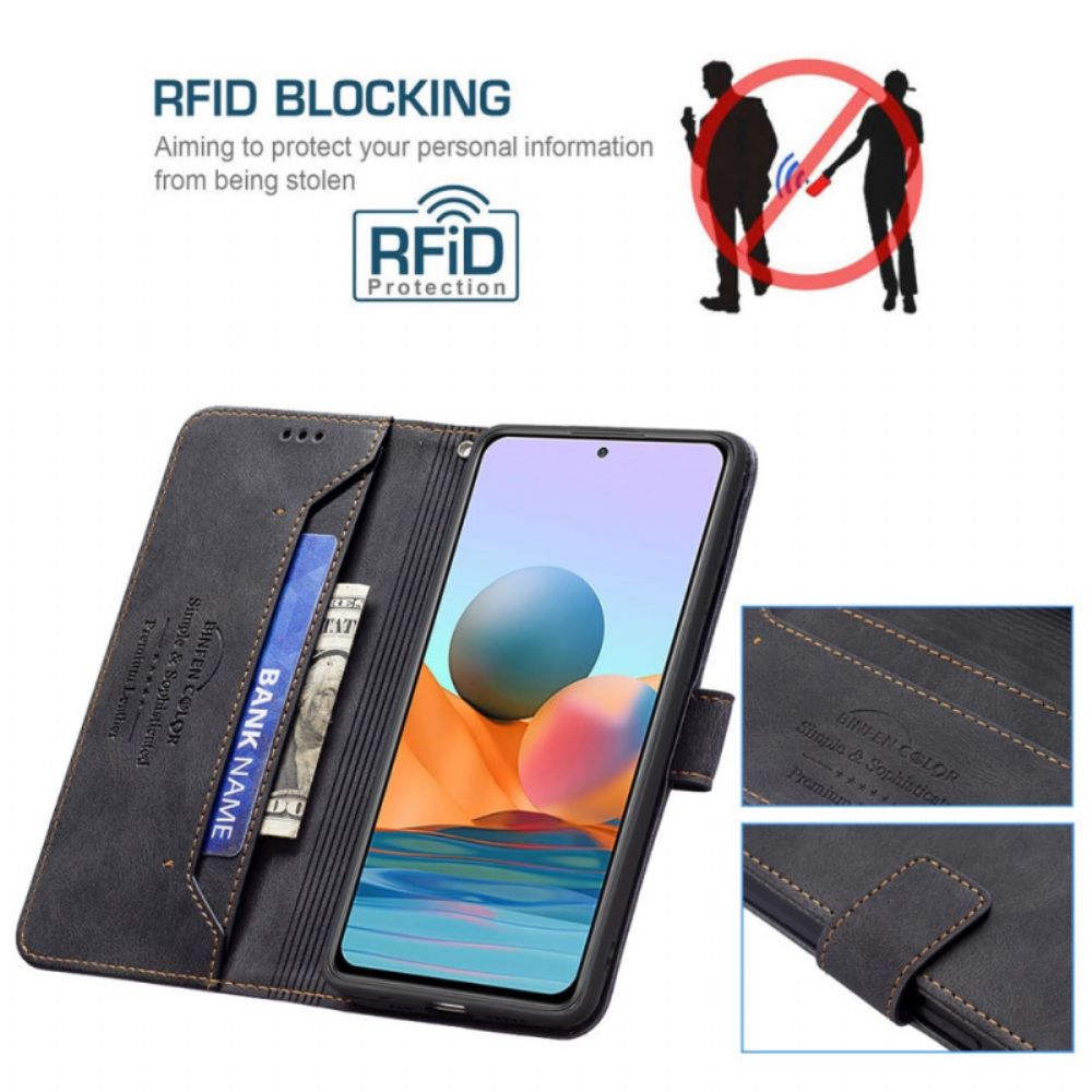 Leren Hoesje voor Xiaomi Redmi Note 10 Pro Rfid Binfen-kleur