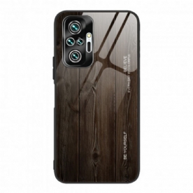 Telefoonhoesje voor Xiaomi Redmi Note 10 Pro Houtdesign Gehard Glas