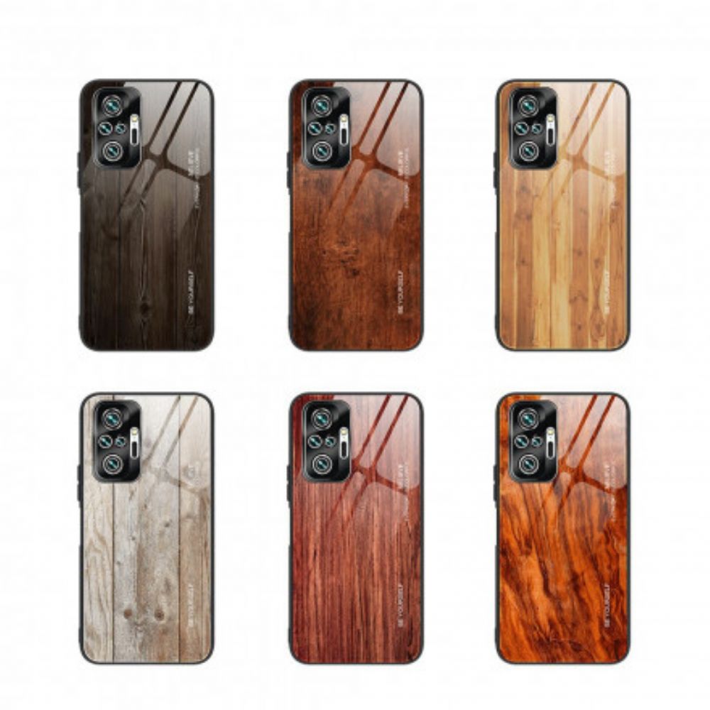 Telefoonhoesje voor Xiaomi Redmi Note 10 Pro Houtdesign Gehard Glas