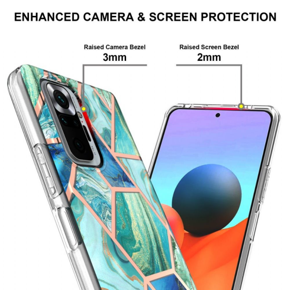 Telefoonhoesje voor Xiaomi Redmi Note 10 Pro Marmer Met Intense Geometrie