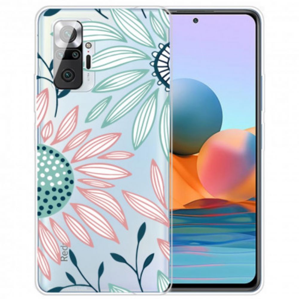 Telefoonhoesje voor Xiaomi Redmi Note 10 Pro Transparante Één Bloem