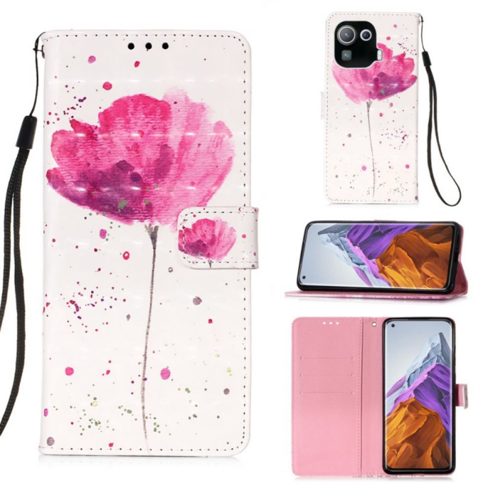 Hoesje Folio-hoesje voor Xiaomi Mi 11 Pro Aquarel Halster