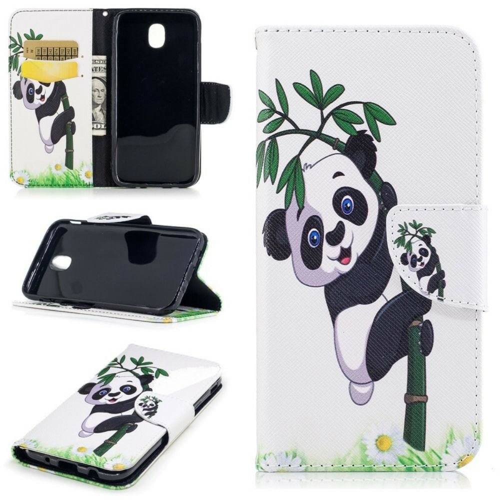 Folio-hoesje voor Samsung Galaxy J5 2017 Panda Op Bamboe