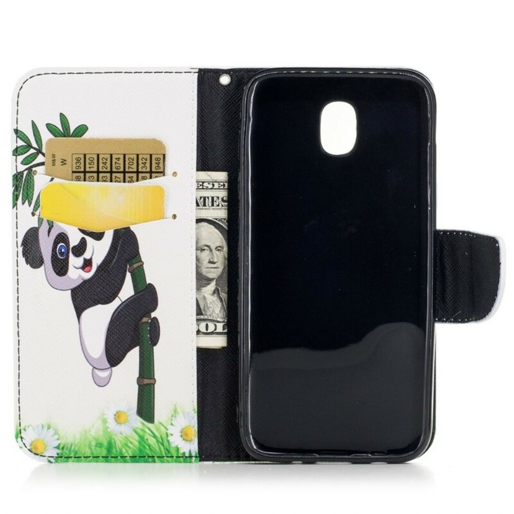 Folio-hoesje voor Samsung Galaxy J5 2017 Panda Op Bamboe