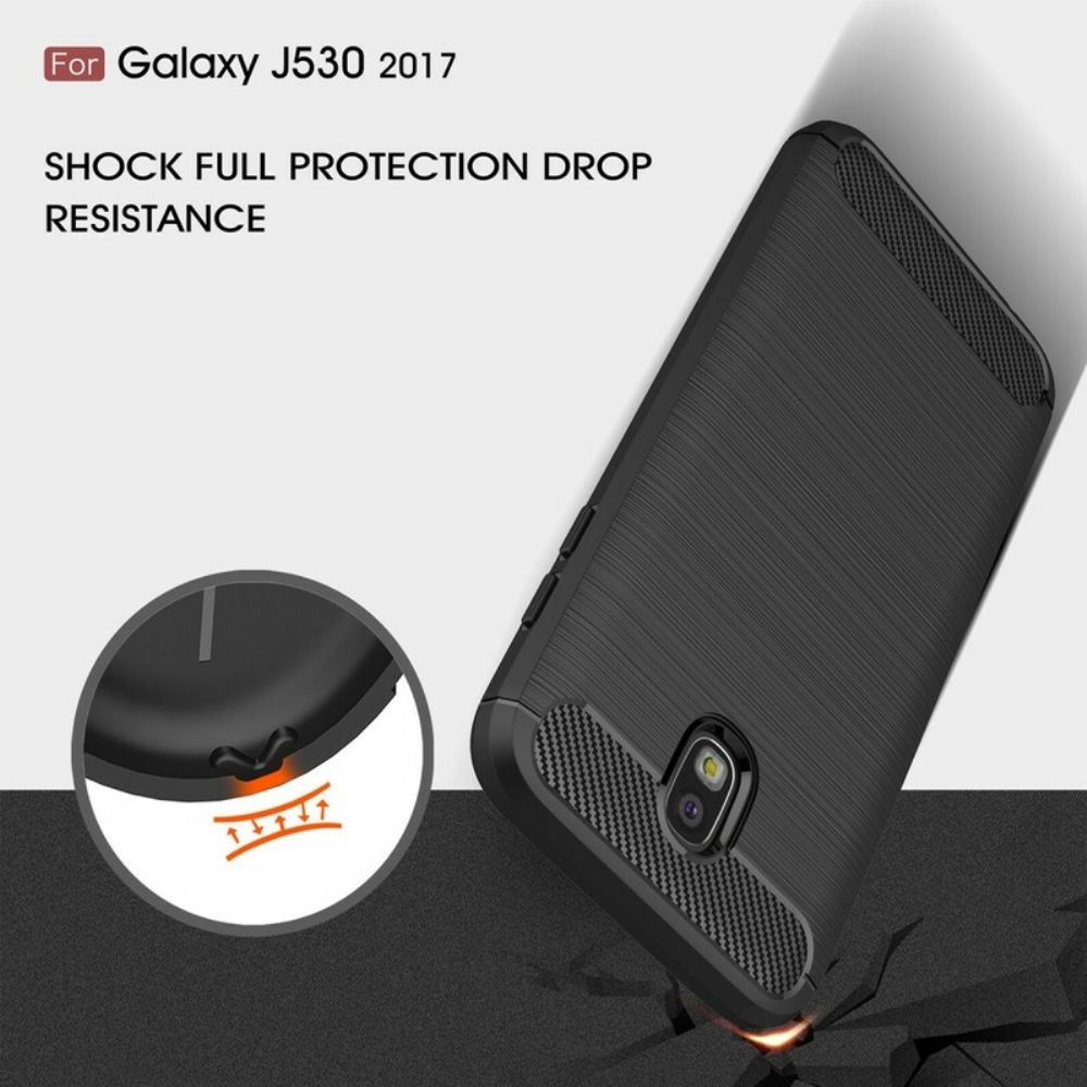 Telefoonhoesje voor Samsung Galaxy J5 2017 Geborstelde Koolstofvezel