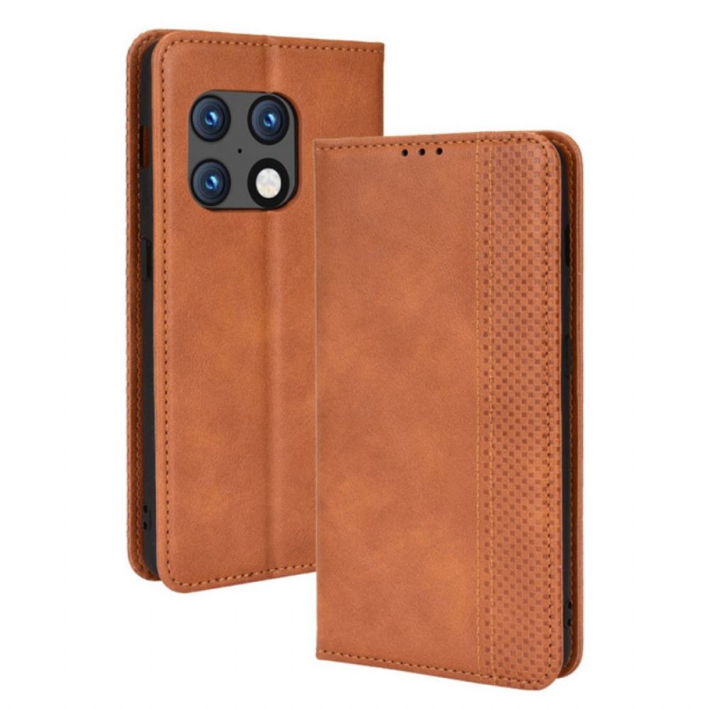 Bescherming Hoesje voor OnePlus 10 Pro 5G Folio-hoesje Gestyled Vintage Leereffect