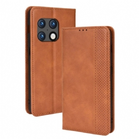 Bescherming Hoesje voor OnePlus 10 Pro 5G Folio-hoesje Gestyled Vintage Leereffect