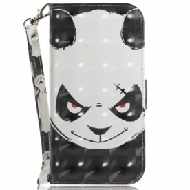 Flip Case voor OnePlus 10 Pro 5G Met Ketting Boze Panda Met Riem