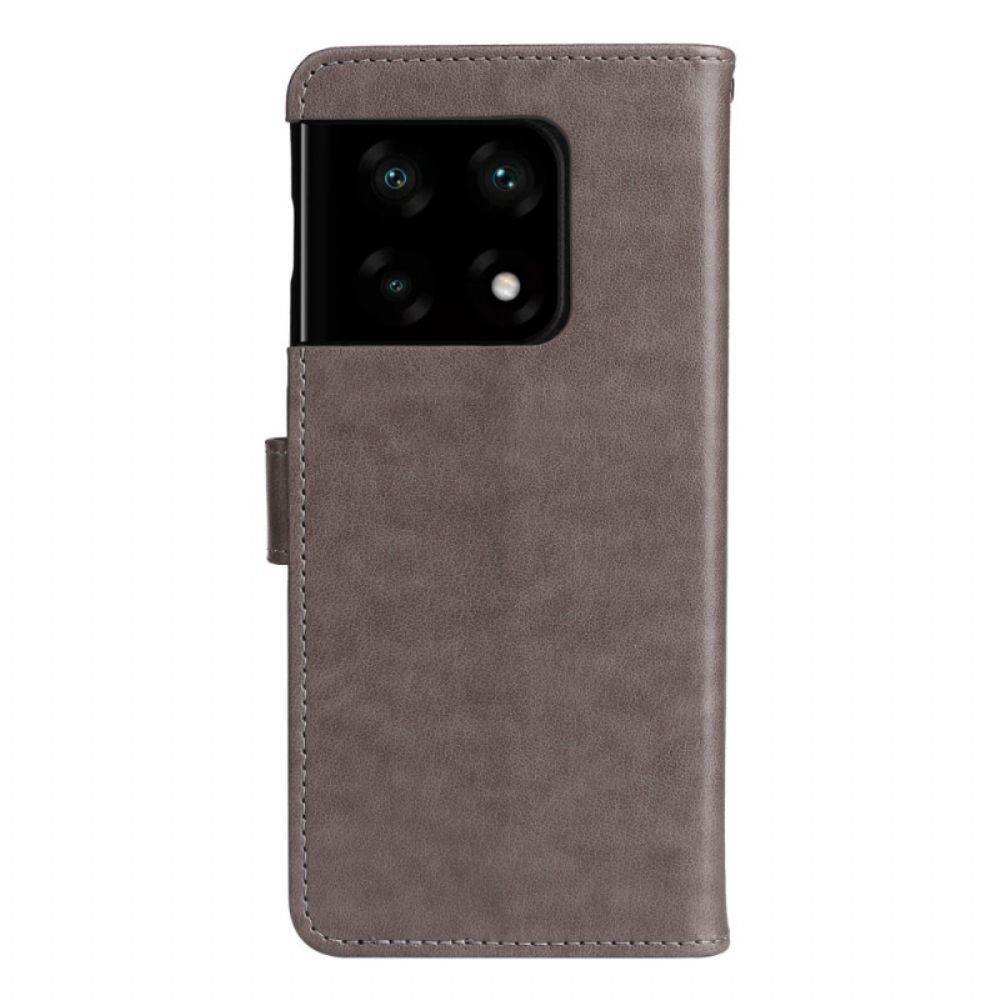 Flip Case voor OnePlus 10 Pro 5G Met Ketting Kat En Bijen In Riem