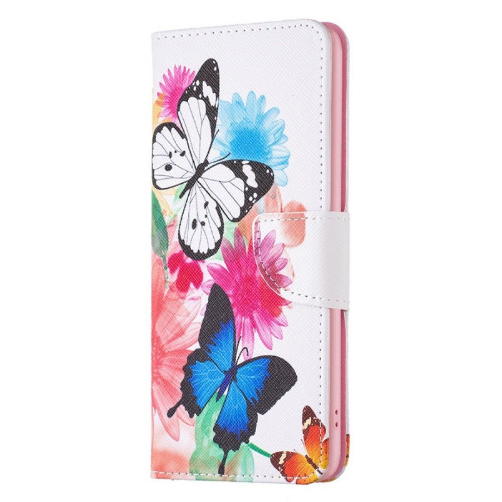 Folio-hoesje voor OnePlus 10 Pro 5G Aquarel Vlinders