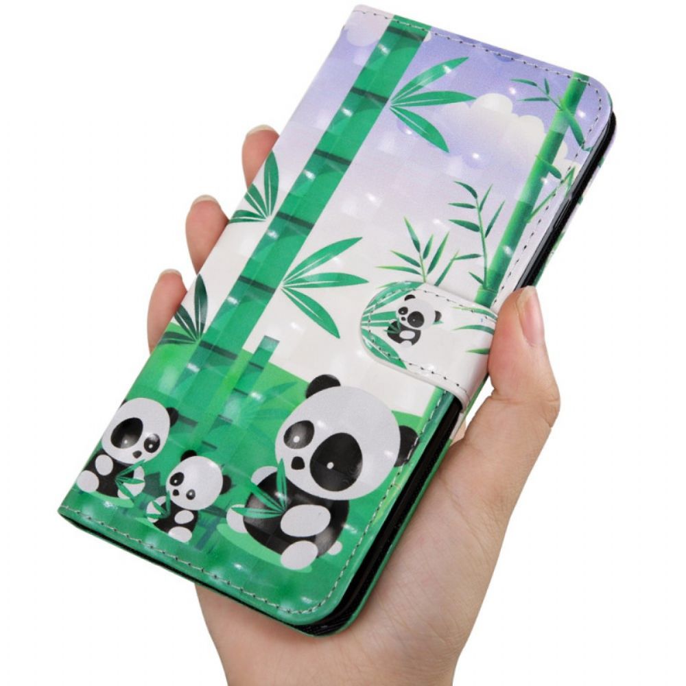 Folio-hoesje voor OnePlus 10 Pro 5G Met Ketting Thong Panda's