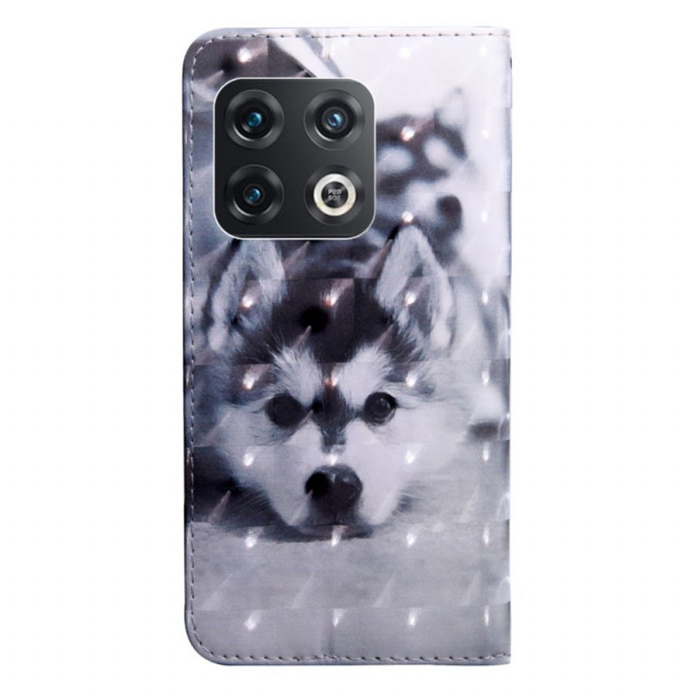 Folio-hoesje voor OnePlus 10 Pro 5G Met Ketting Thong Puppy