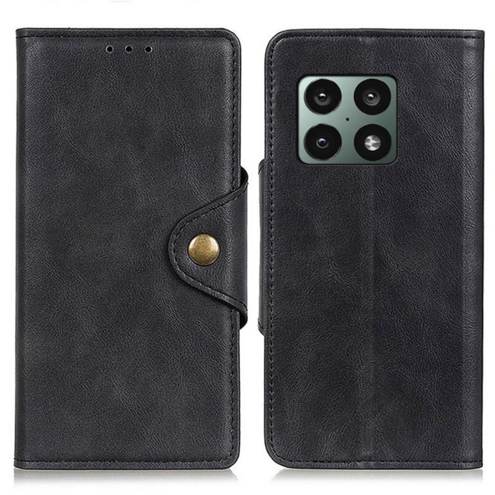 Folio-hoesje voor OnePlus 10 Pro 5G Vintage Kunstleer En Knoop