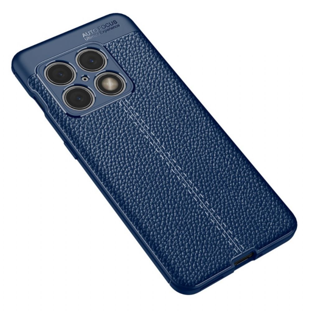 Hoesje voor OnePlus 10 Pro 5G Dubbele Lijn Litchi Leder Effect