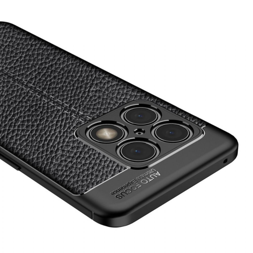 Hoesje voor OnePlus 10 Pro 5G Dubbele Lijn Litchi Leder Effect