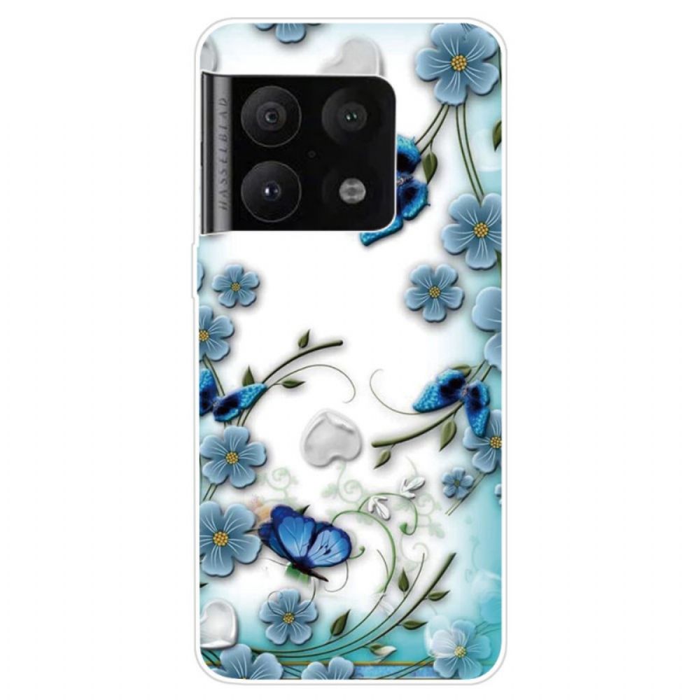 Hoesje voor OnePlus 10 Pro 5G Retro Vlinders En Bloemen