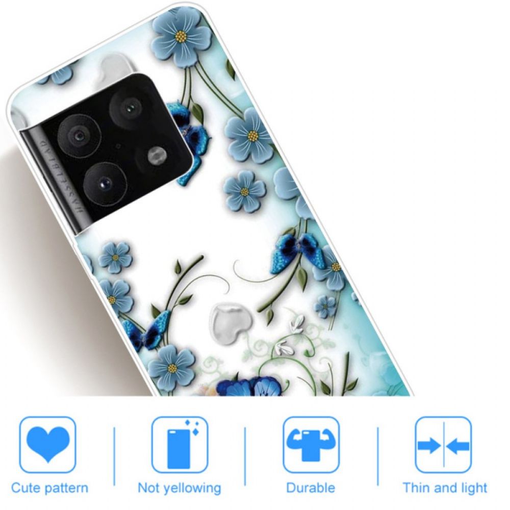 Hoesje voor OnePlus 10 Pro 5G Retro Vlinders En Bloemen