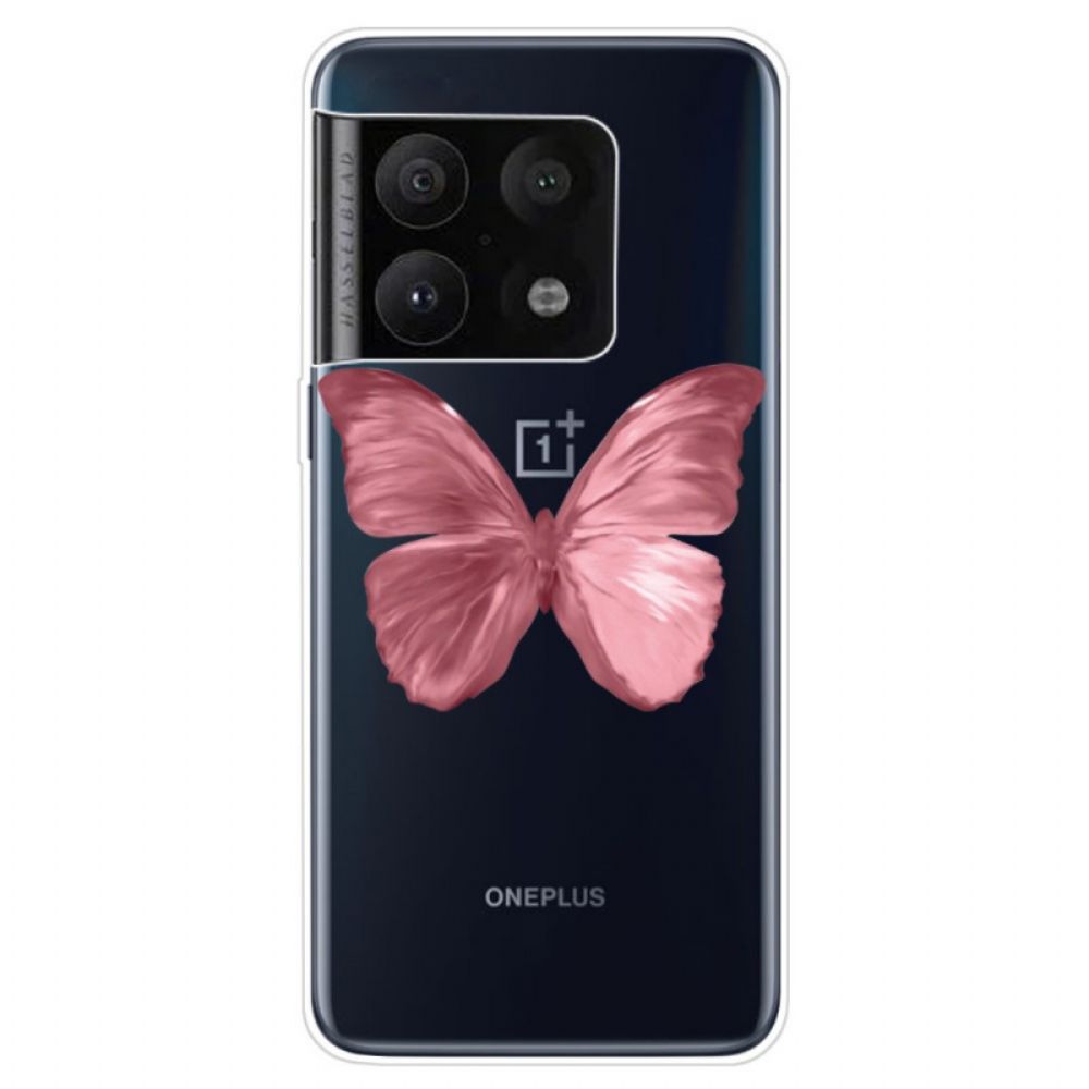 Hoesje voor OnePlus 10 Pro 5G Roze Vlinderslang