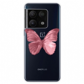 Hoesje voor OnePlus 10 Pro 5G Roze Vlinderslang