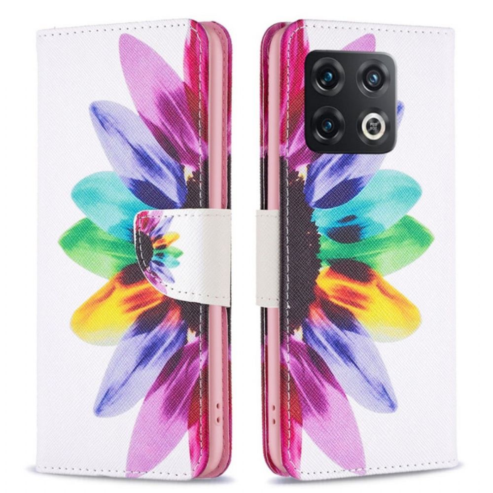 Leren Hoesje voor OnePlus 10 Pro 5G Aquarel Bloem