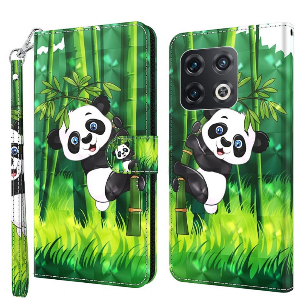 Leren Hoesje voor OnePlus 10 Pro 5G Met Ketting Thong Panda