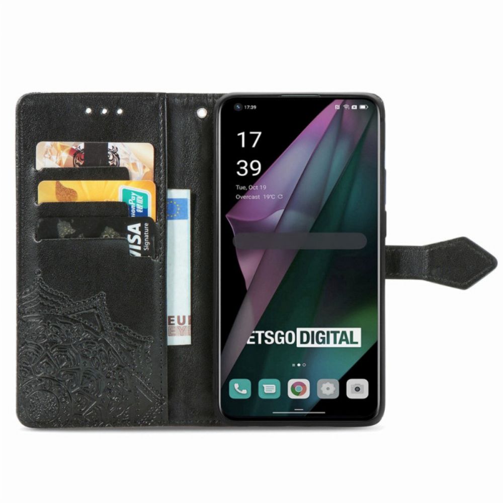 Leren Hoesje voor OnePlus 10 Pro 5G Met Ketting Tribal Strappy Mandala