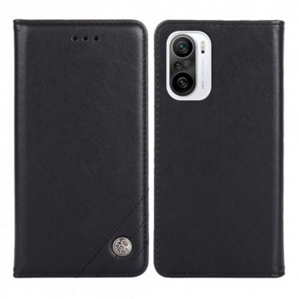 Bescherming Hoesje voor Xiaomi Mi 11i 5G / Poco F3 Folio-hoesje Rivet Lederen Stijl