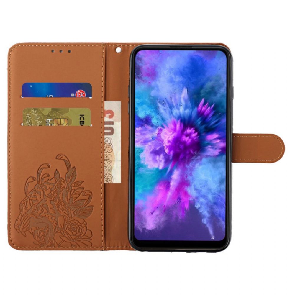 Folio-hoesje voor Xiaomi Mi 11i 5G / Poco F3 Met Ketting Barokke Tijger Met Bandjes