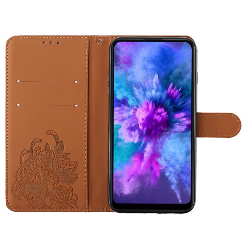 Folio-hoesje voor Xiaomi Mi 11i 5G / Poco F3 Met Ketting Barokke Tijger Met Bandjes