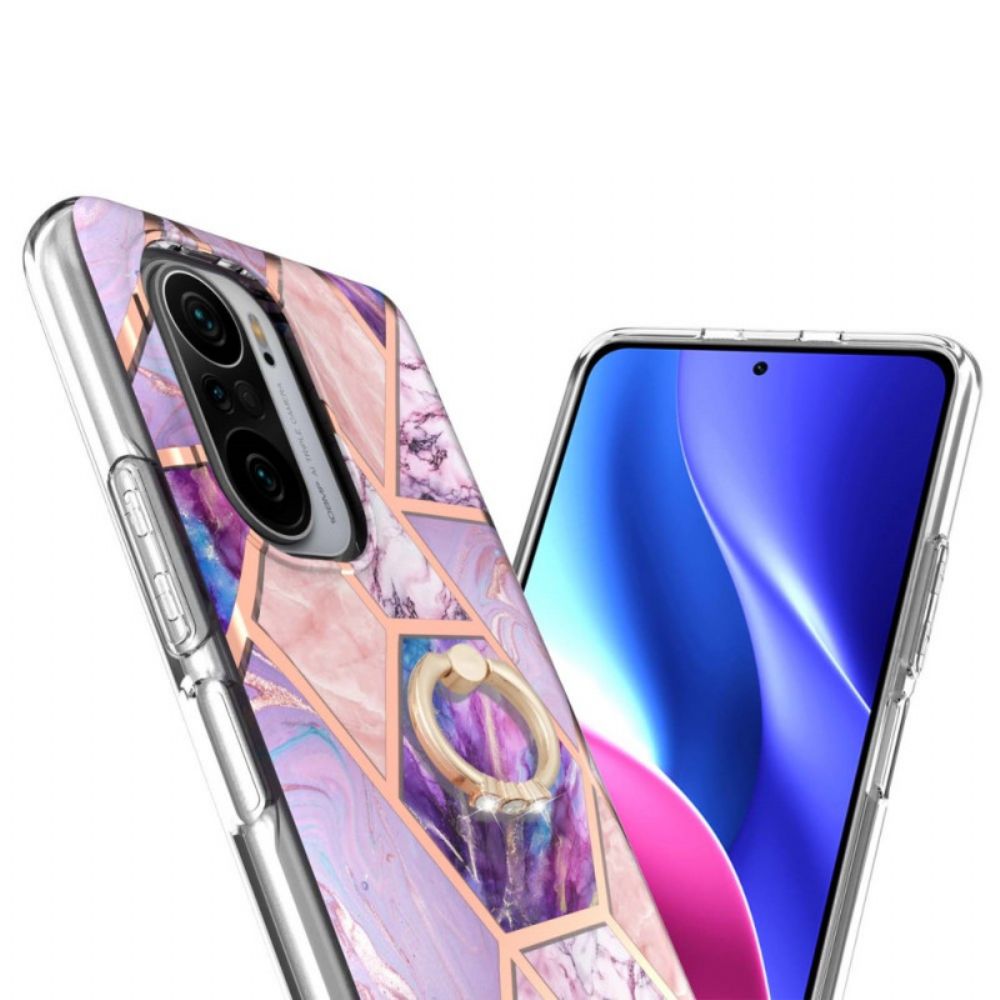 Hoesje voor Xiaomi Mi 11i 5G / Poco F3 Geometrisch Marmer Met Ringsteun