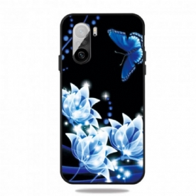 Hoesje voor Xiaomi Mi 11i 5G / Poco F3 Vlinder En Blauwe Bloemen