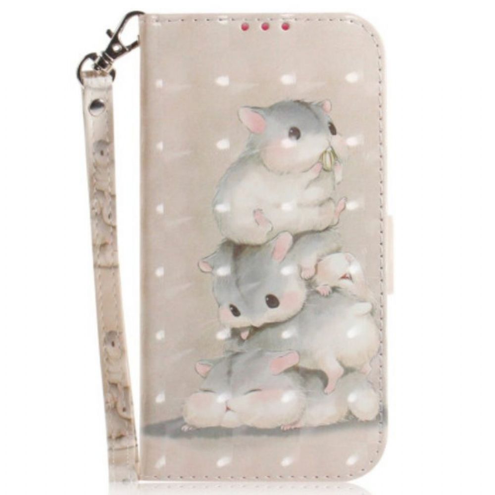 Folio-hoesje voor Poco X5 5G Met Ketting String Eekhoorns