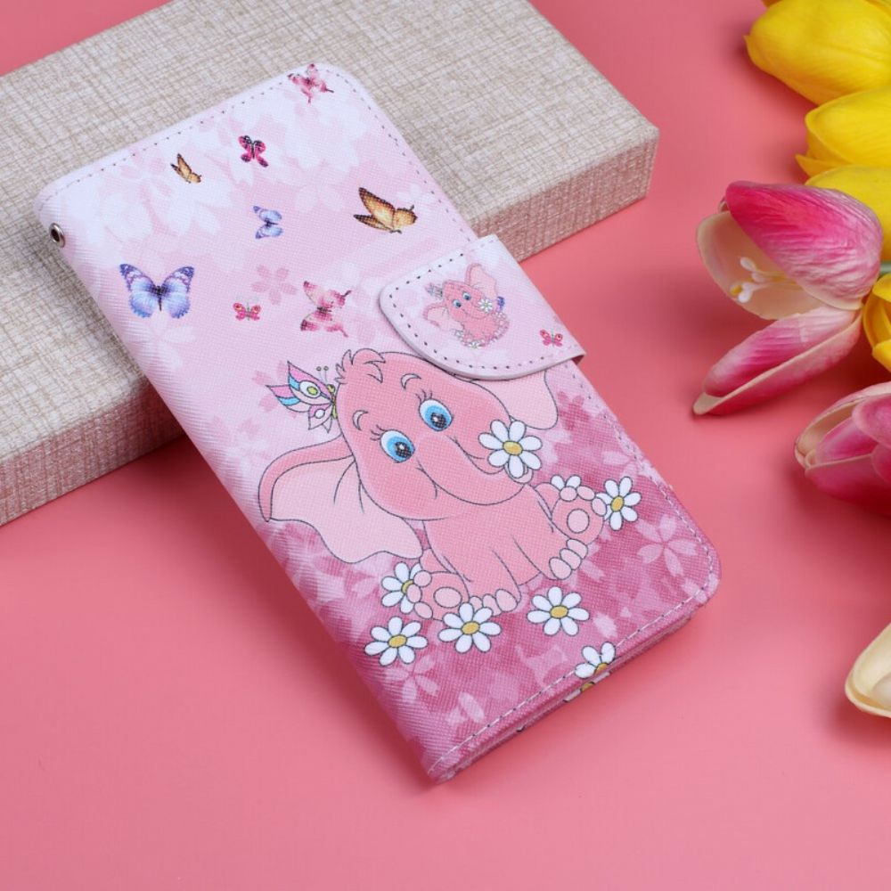 Folio-hoesje voor Google Pixel 4 XL Babyolifant Roze