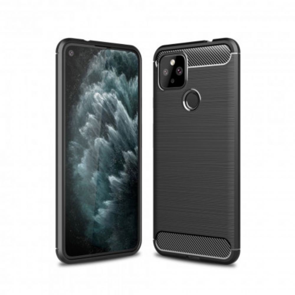 Telefoonhoesje voor Google Pixel 4A 5G Geborstelde Koolstofvezel