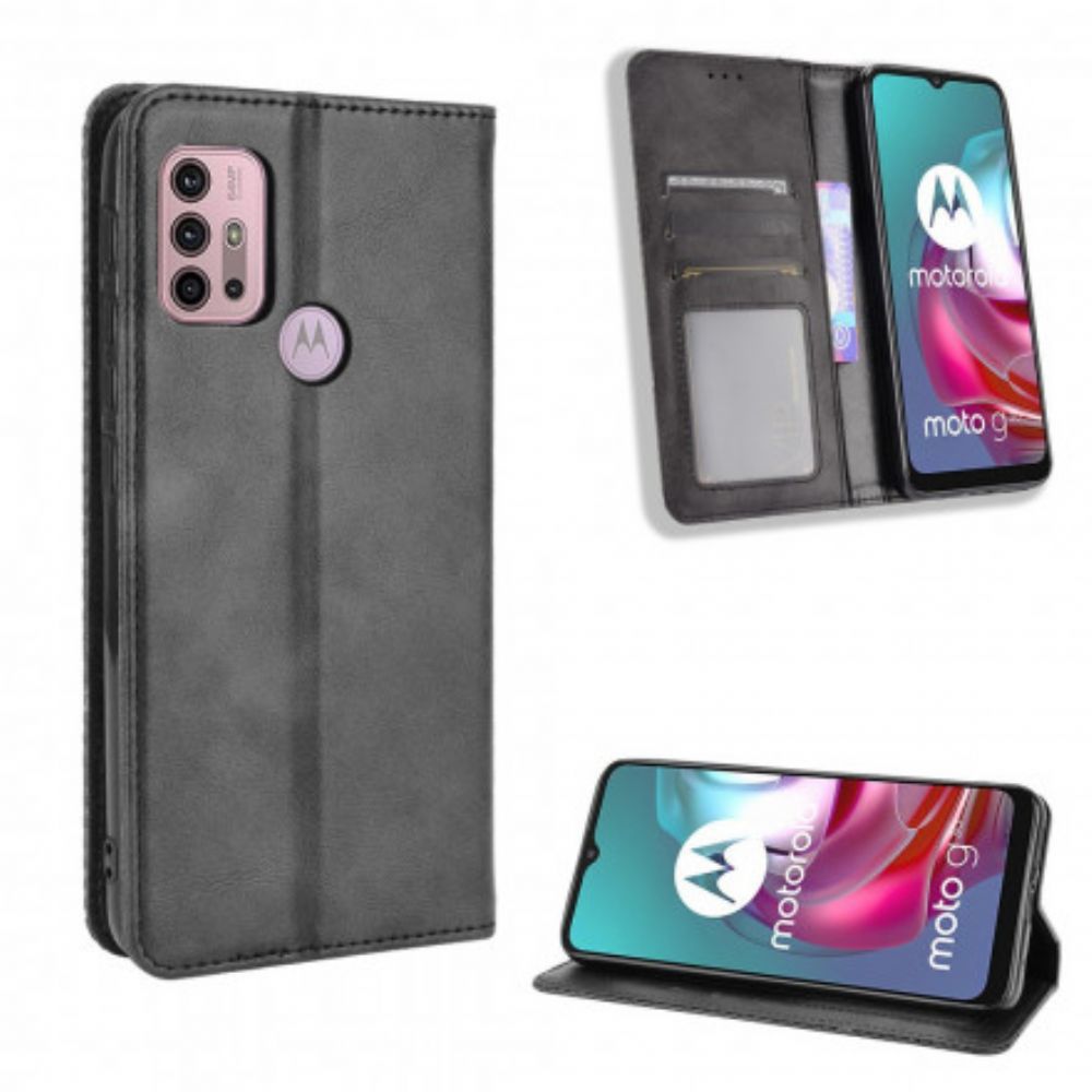 Bescherming Hoesje voor Moto G10 / G30 Folio-hoesje Gestyled Vintage Leereffect