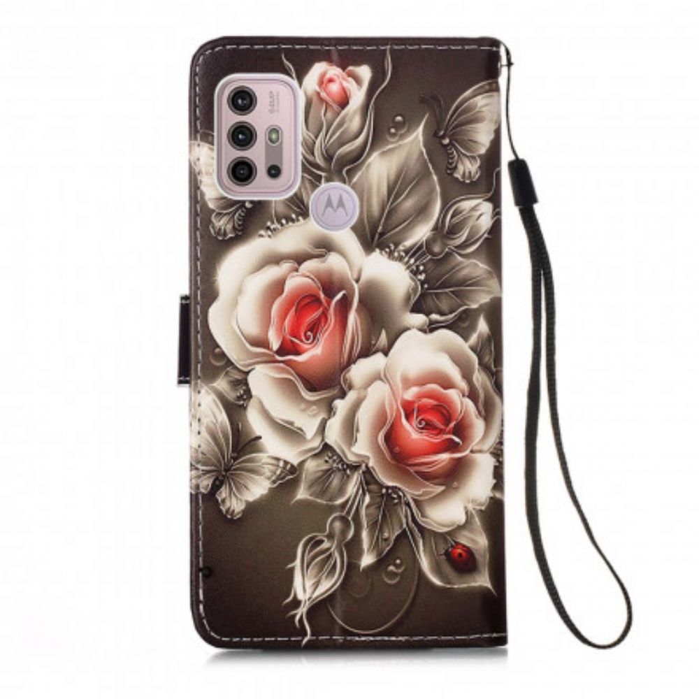 Folio-hoesje voor Moto G10 / G30 Gouden Rozen