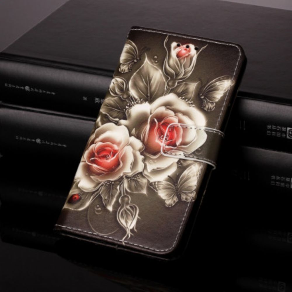 Folio-hoesje voor Moto G10 / G30 Gouden Rozen