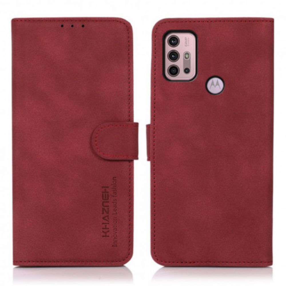 Folio-hoesje voor Moto G10 / G30 Khazneh Leereffect Met Textuur