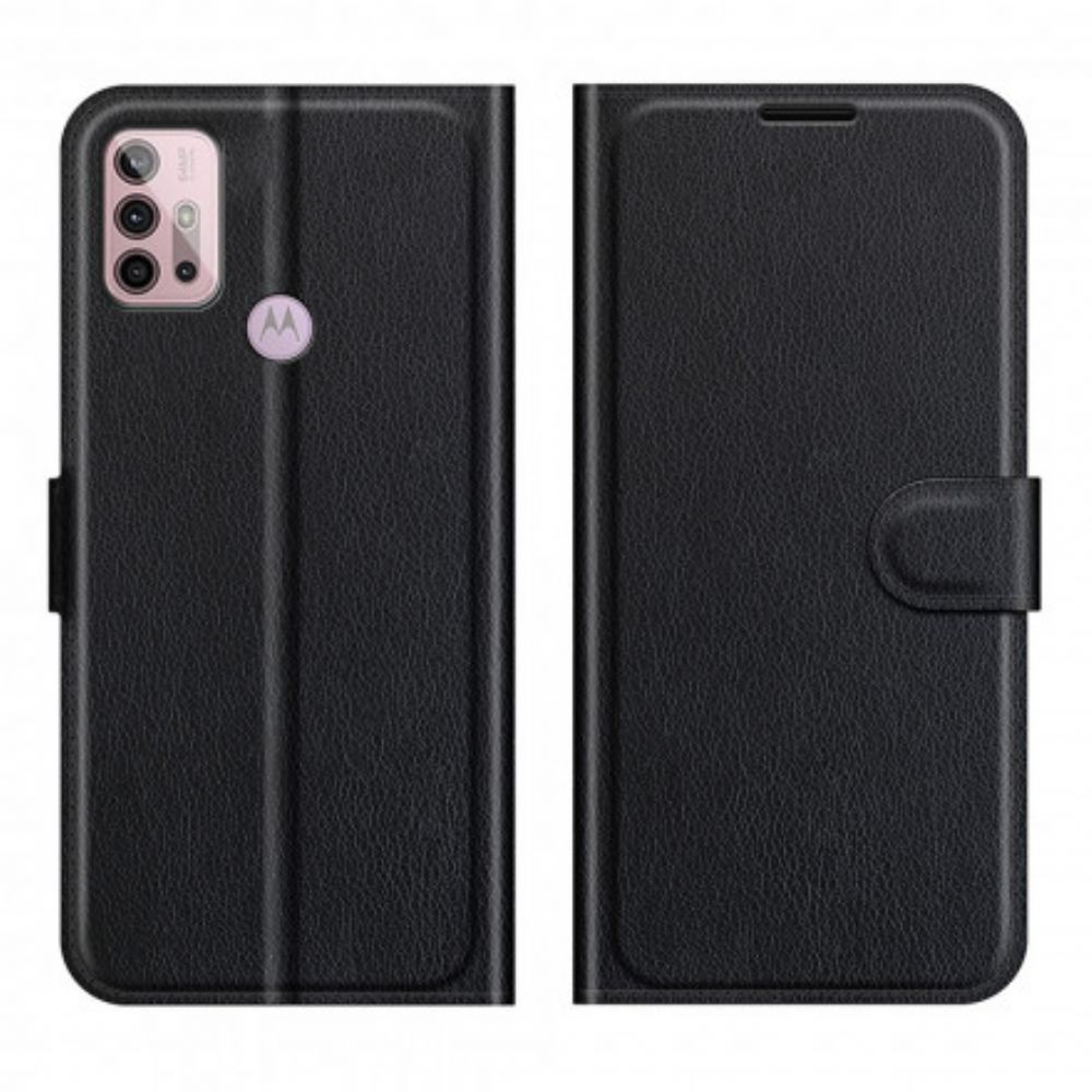 Folio-hoesje voor Moto G10 / G30 Klassiek Lychee-effect