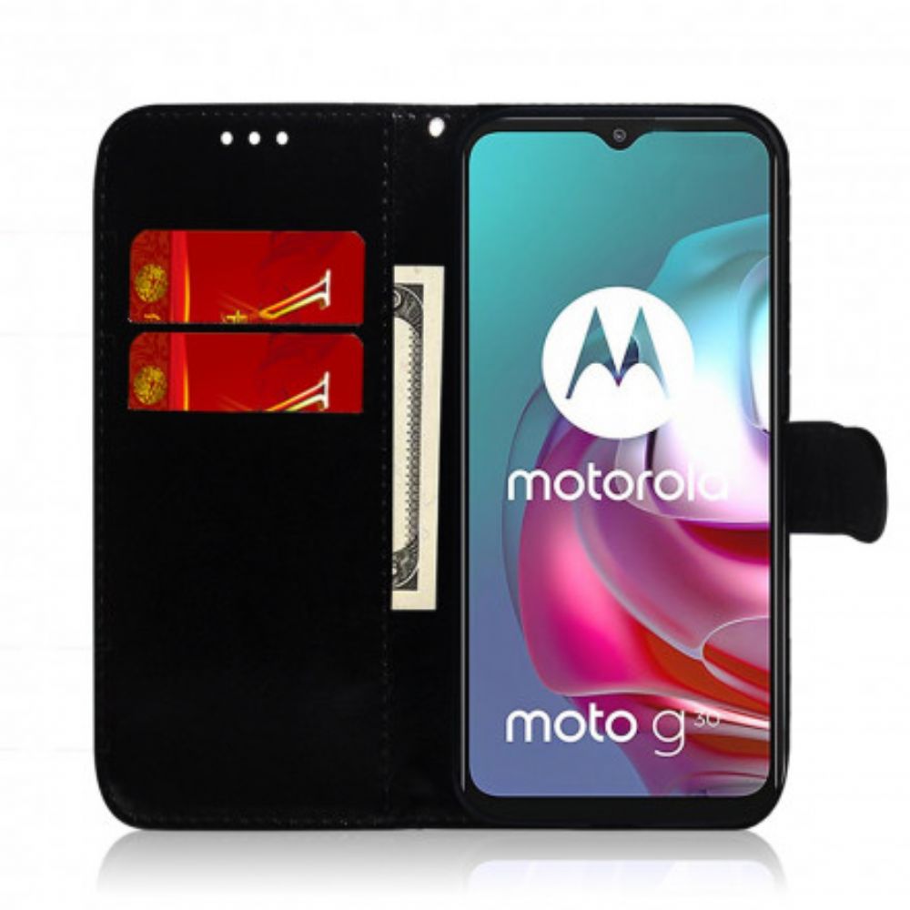 Folio-hoesje voor Moto G10 / G30 Spiegel Van Kunstleer