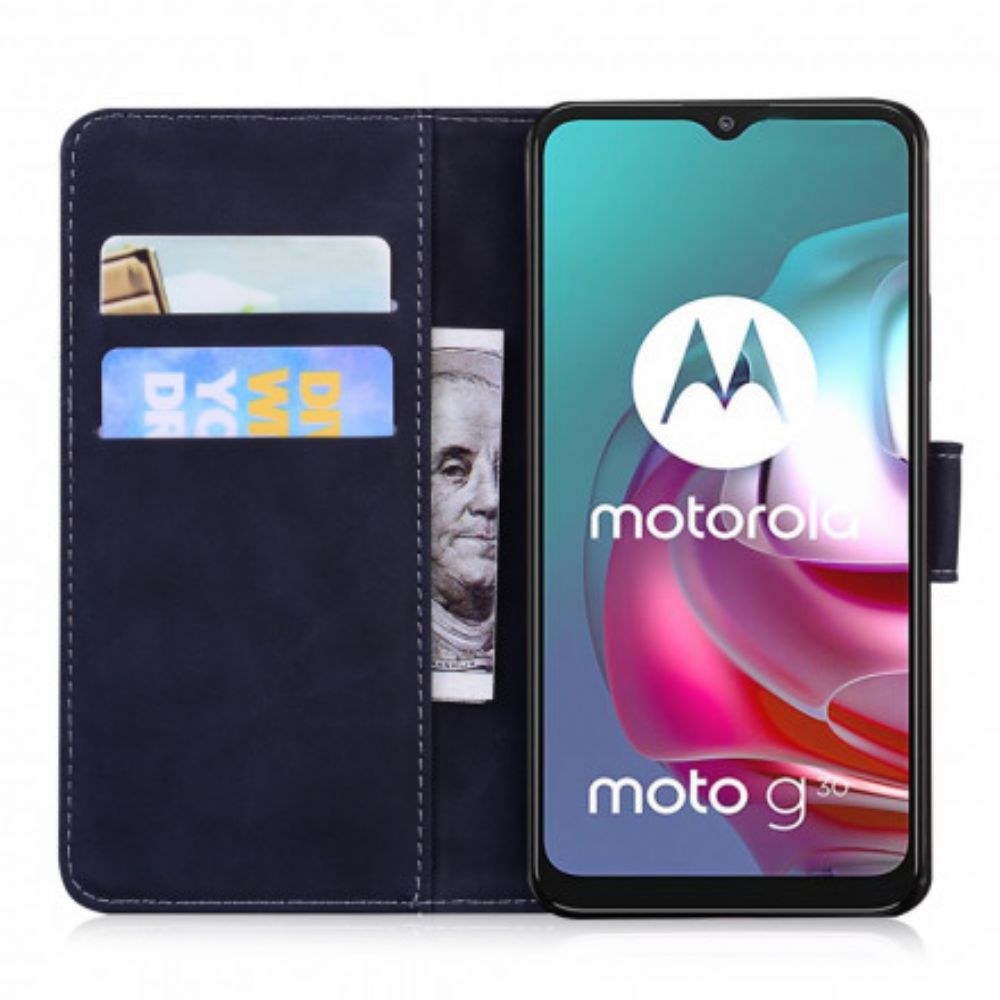 Folio-hoesje voor Moto G10 / G30 Tijgergezicht Afdrukken