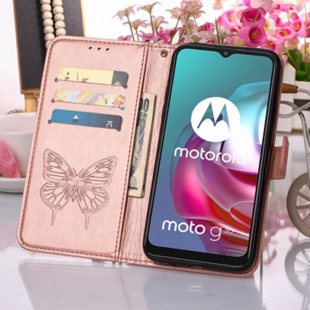 Folio-hoesje voor Moto G10 / G30 Vlinderontwerp