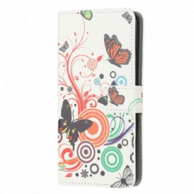 Folio-hoesje voor Moto G10 / G30 Vlinders En Bloemen