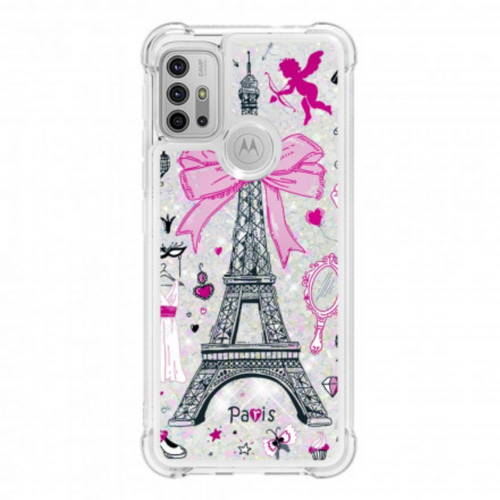 Hoesje voor Moto G10 / G30 De Glitter Eiffeltoren