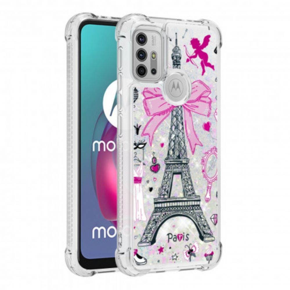 Hoesje voor Moto G10 / G30 De Glitter Eiffeltoren