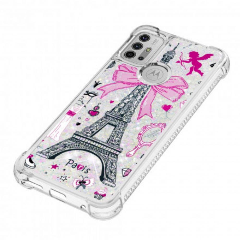 Hoesje voor Moto G10 / G30 De Glitter Eiffeltoren