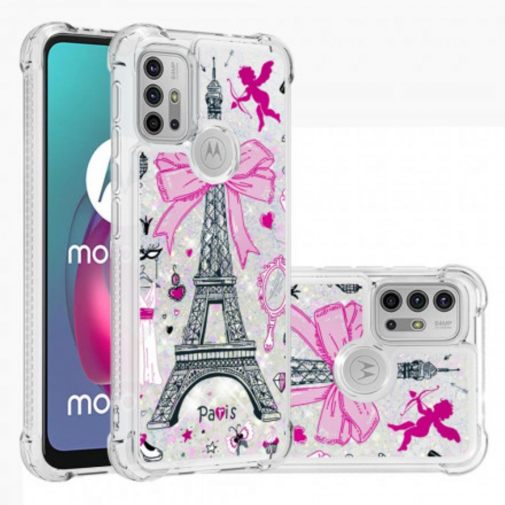 Hoesje voor Moto G10 / G30 De Glitter Eiffeltoren