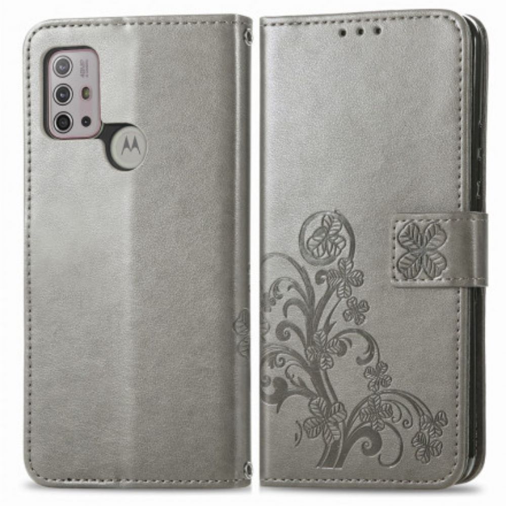 Leren Hoesje voor Moto G10 / G30 Aziatische Bloemen