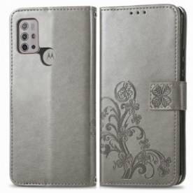 Leren Hoesje voor Moto G10 / G30 Aziatische Bloemen