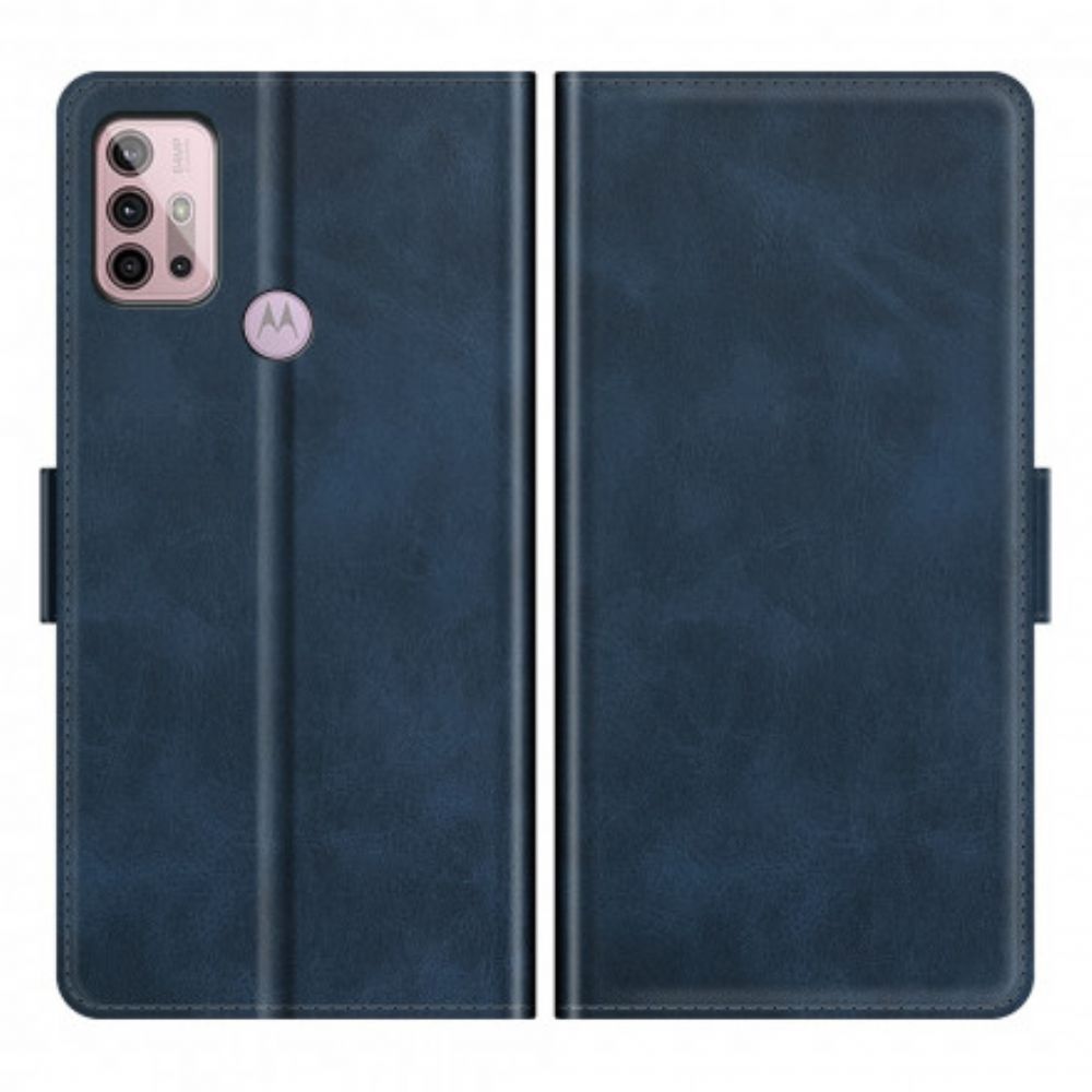 Leren Hoesje voor Moto G10 / G30 Folio-hoesje Dubbele Klep